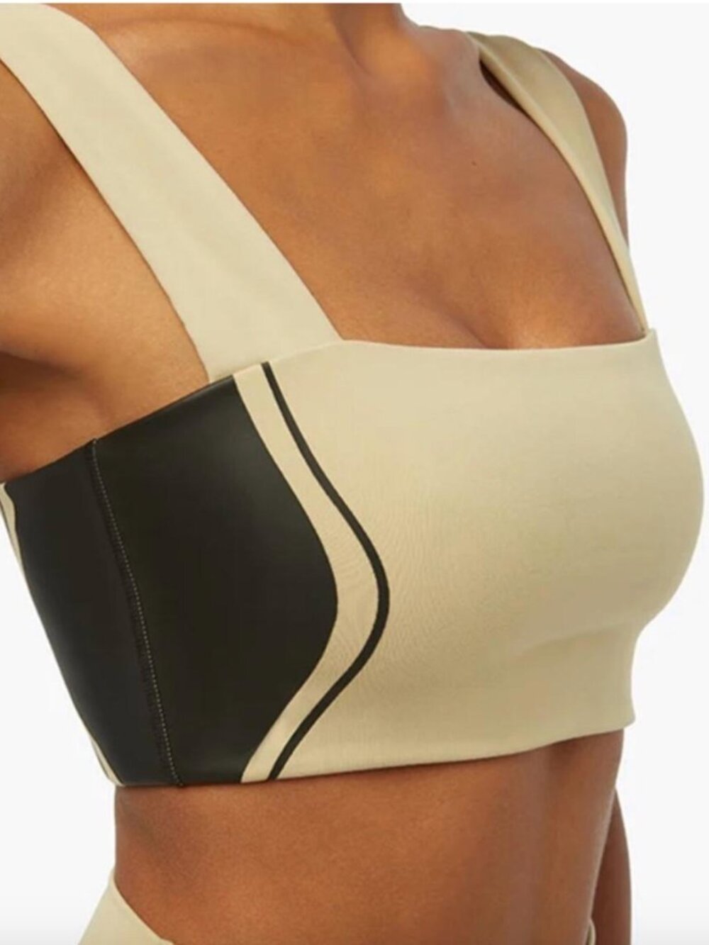 WeWoreWhat Size S Nude Sports Bra with Leather Detail